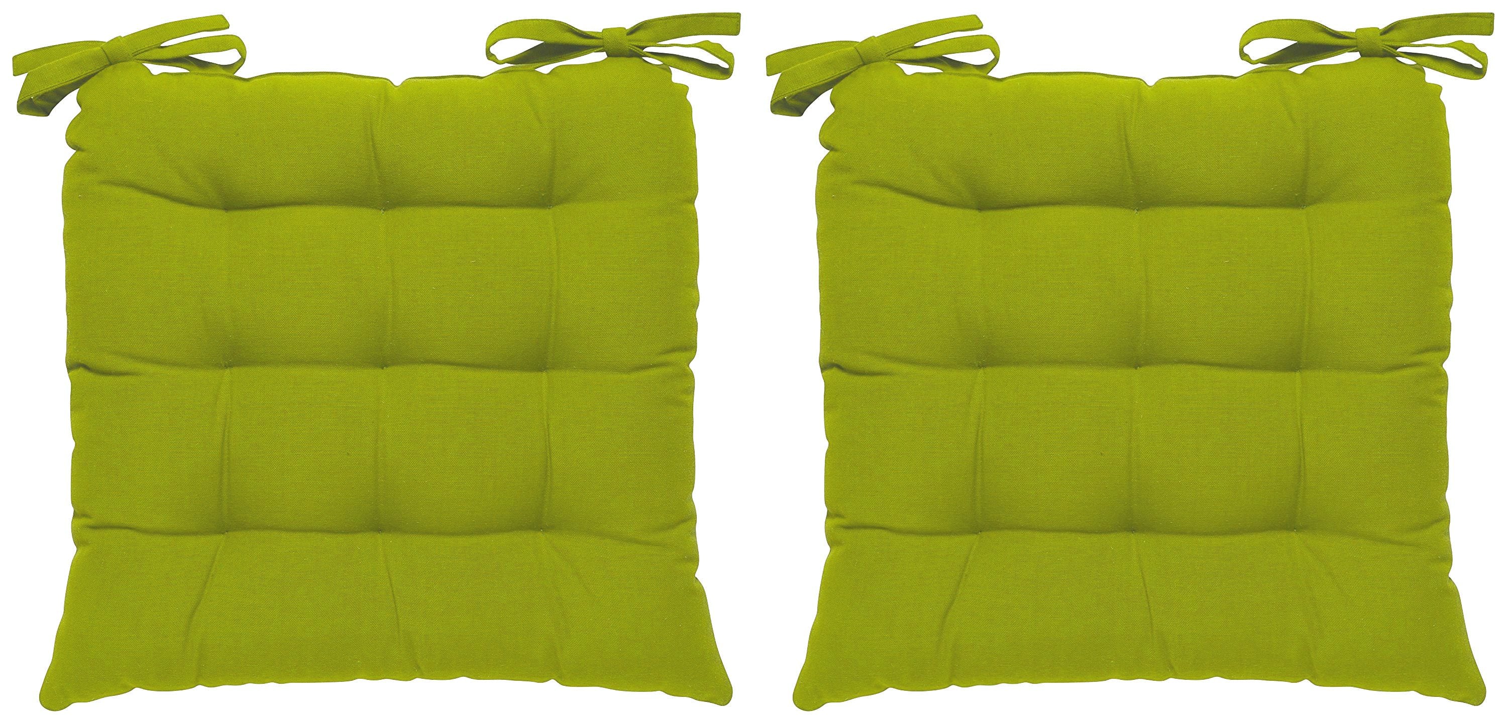 Encasa Homes Chairpad 40x40cm (2pc pack) - Dyed Cotton Canvas Filled Cushion - Lime Green