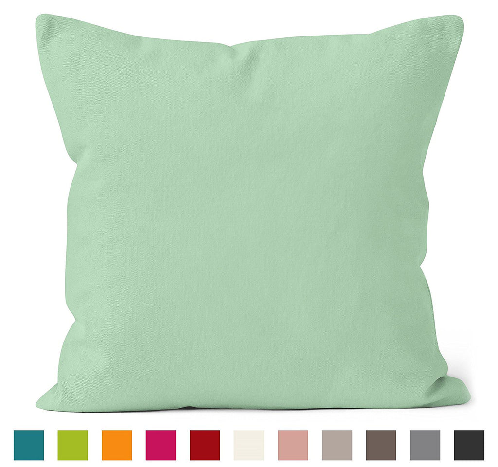 Encasa Homes Dyed Cotton Canvas Cushion Cover (Choose with or without fillers) - 30x30 cm, Mint Green