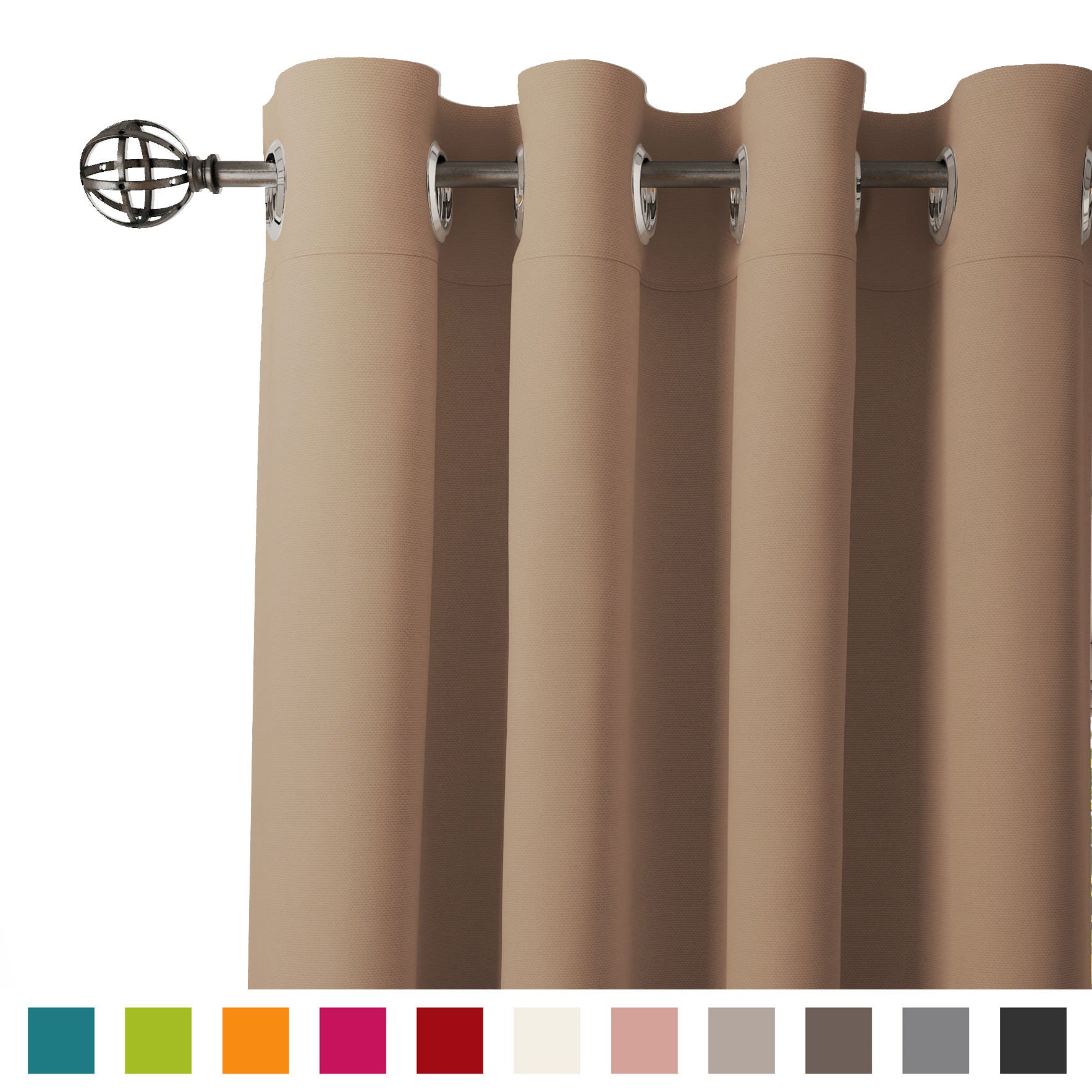 Encasa Homes 2 pc Cotton Curtain - Plain Colour Medium weight (4.5 x 5 ft, Beige)