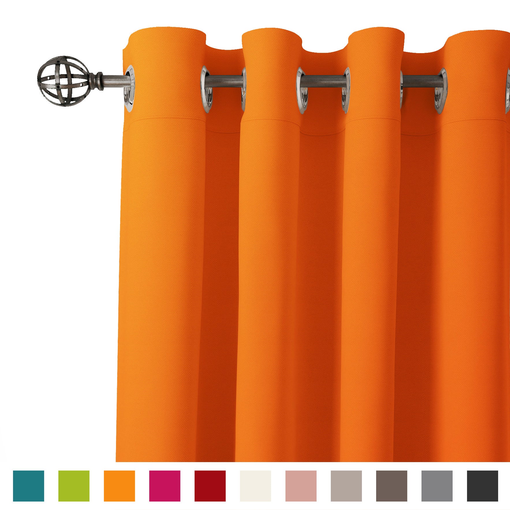 Encasa Homes 2 pc Cotton Curtain - Plain Colour Medium weight (4.5 x 5 ft, Orange)