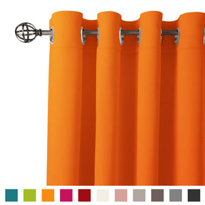 Encasa Homes 2 pc Cotton Curtain - Plain Colour Medium weight (4.5 x 7 ft, Orange)