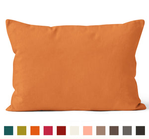 Encasa Homes Dyed Cotton Canvas Filled Cushion - 30x50 cm, Orange