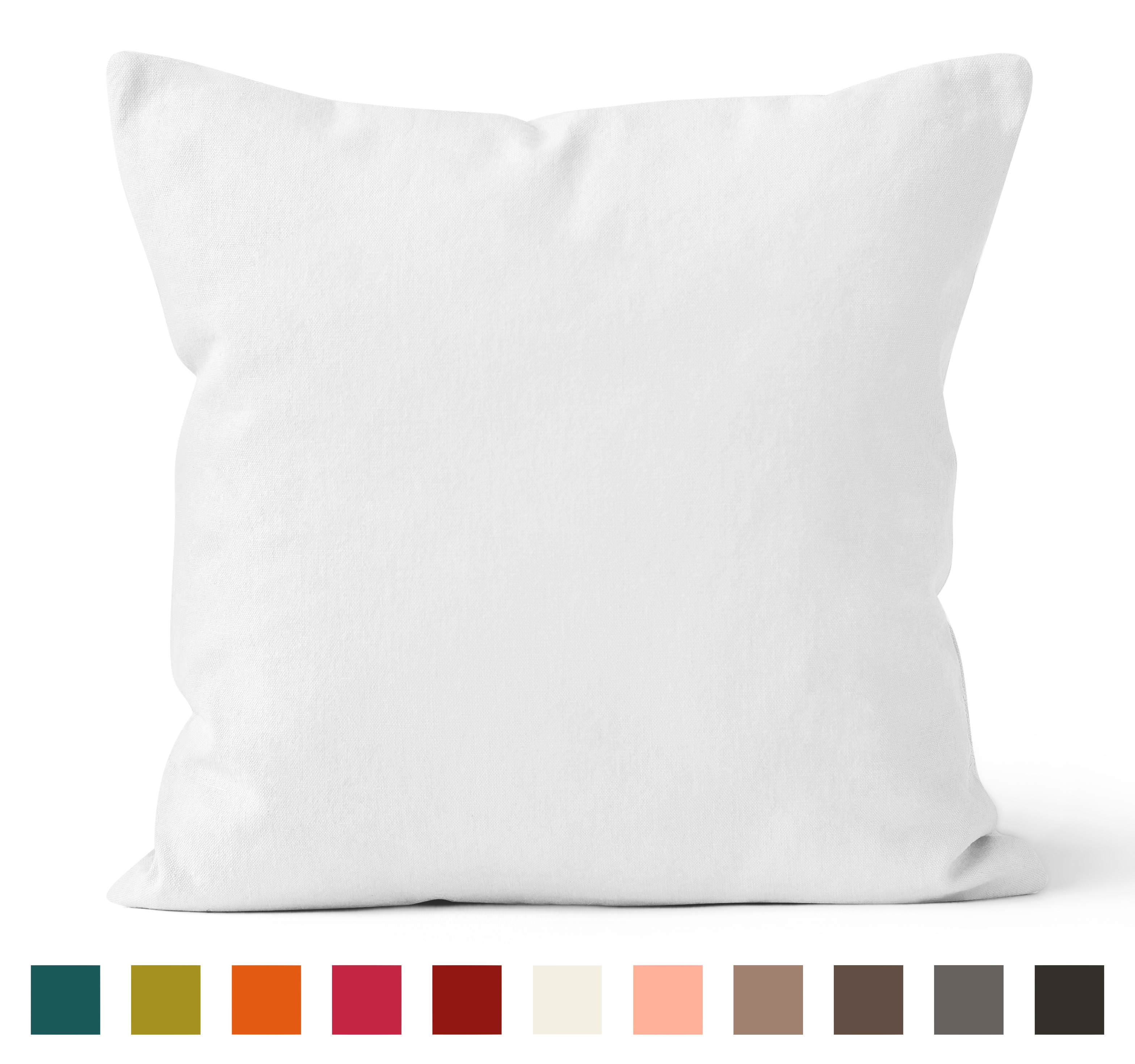 Encasa Homes Dyed Cotton Canvas Cushion Cover (Choose with or without fillers) - 30x30 cm, White