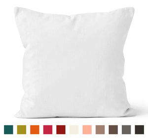 Encasa Homes Dyed Cotton Canvas Cushion Cover (Choose with or without fillers) - 40x40 cm, White