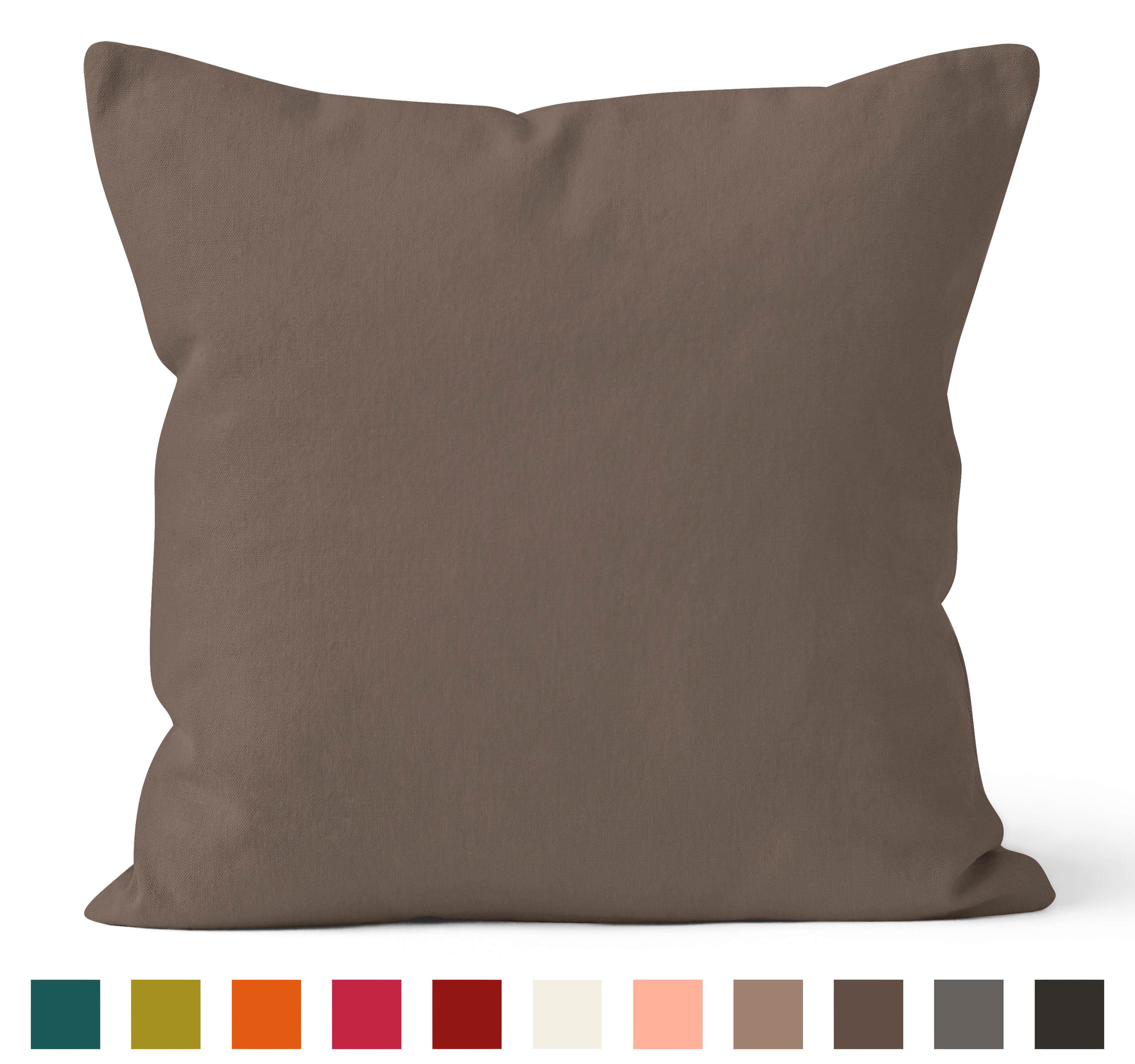 Encasa Homes Dyed Cotton Canvas Cushion Cover (Choose with or without fillers) - 30x30 cm, Taupe
