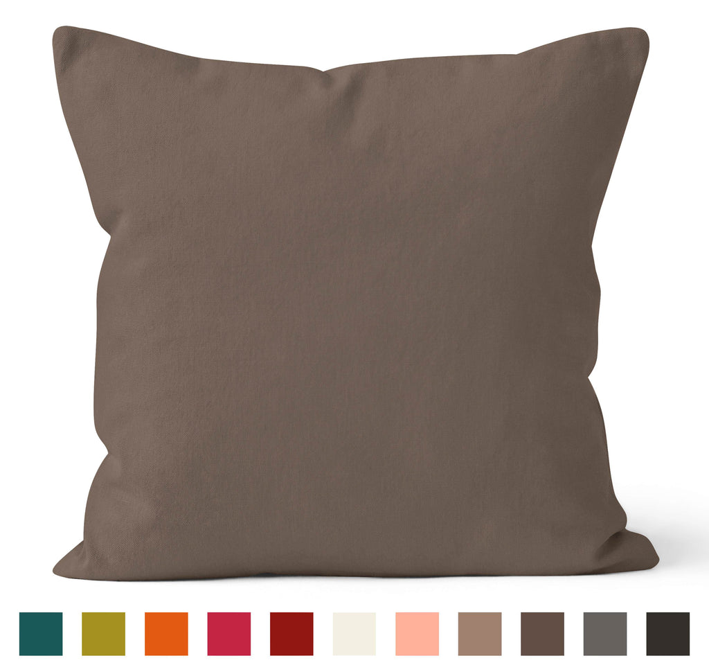 Encasa Homes Dyed Cotton Canvas Cushion Cover (Choose with or without fillers) - 50x50 cm, Taupe