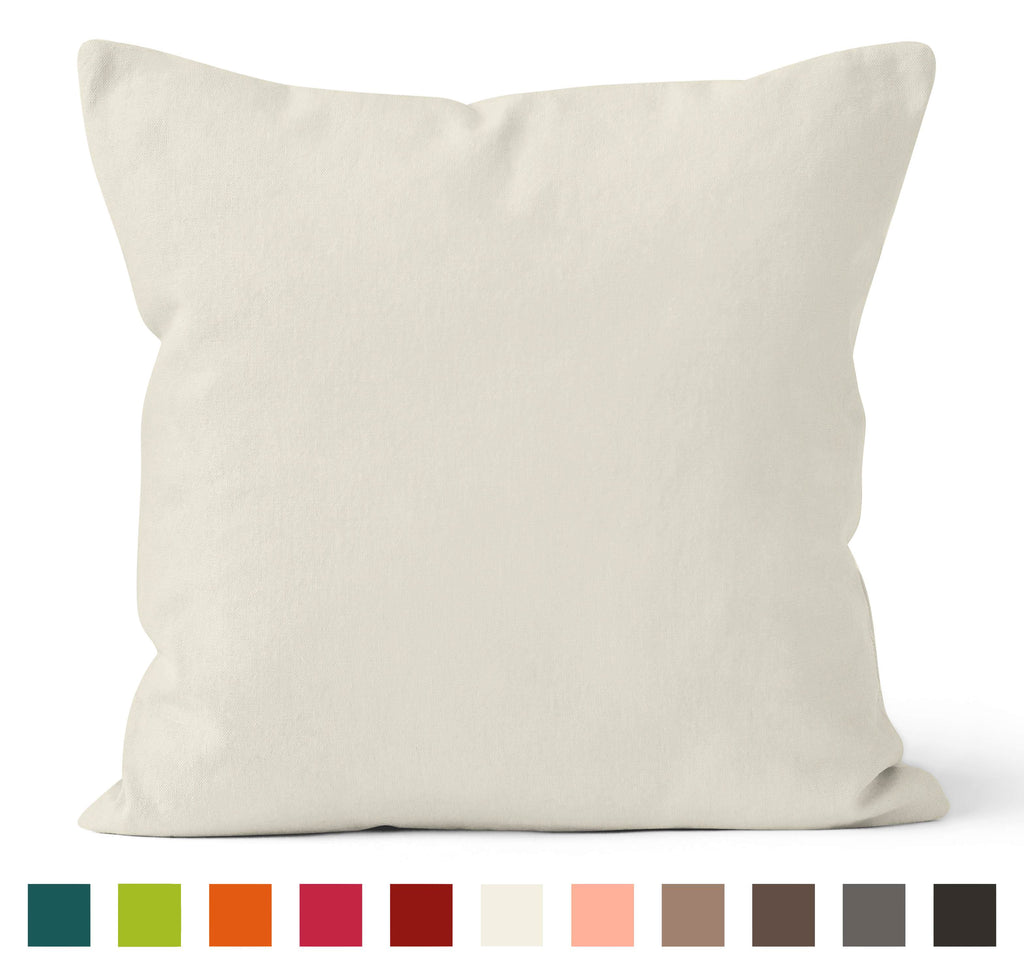 Encasa Homes Dyed Cotton Canvas Cushion Cover (Choose with or without fillers) - 50x50 cm, Natural