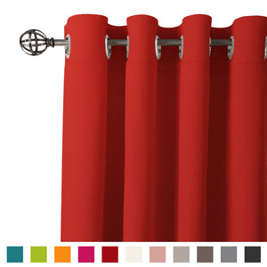 Encasa Homes 2 pc Cotton Curtain - Plain Colour Medium weight (4.5 x 5 ft, Deep Red)