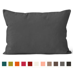 Encasa Homes Dyed Cotton Canvas Cushion Cover (Choose with or without fillers) - 30x50 cm, Charcoal Grey