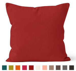 Encasa Homes Dyed Cotton Canvas Filled Cushion - 30x30 cm, Deep Red