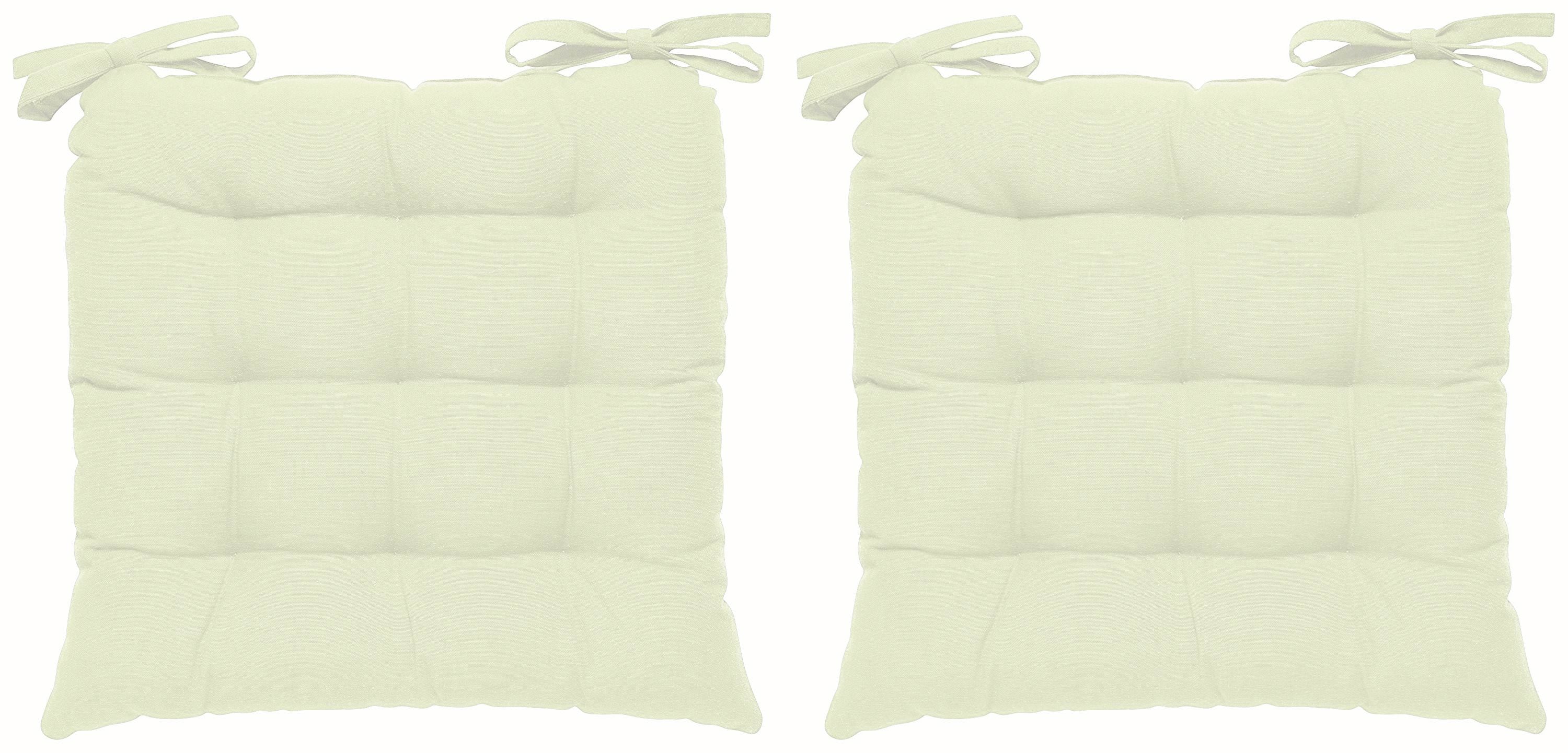 Encasa Homes Chairpad 40x40cm (2pc pack) - Dyed Cotton Canvas Filled Cushion - Natural