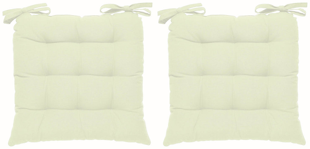 Encasa Homes Chairpad 40x40cm (2pc pack) - Dyed Cotton Canvas Filled Cushion - Natural