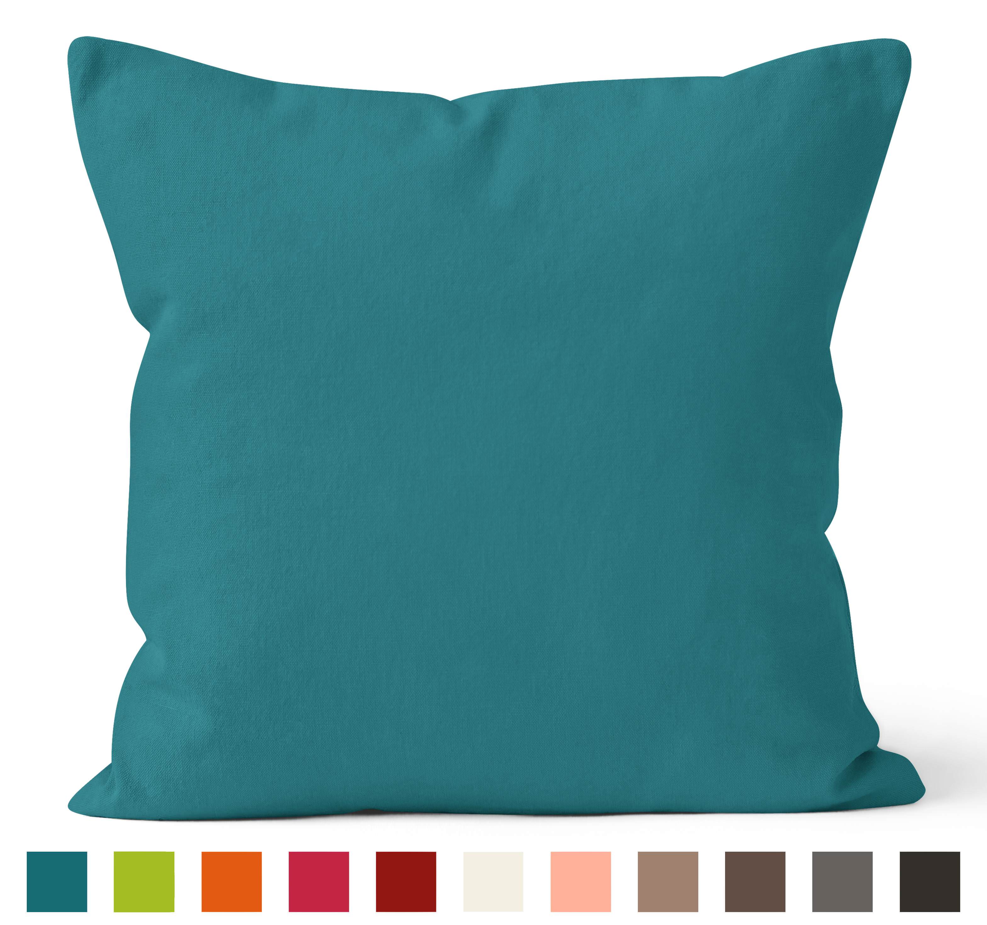 Encasa Homes Dyed Cotton Canvas Cushion Cover (Choose with or without fillers) - 40x40 cm, Azul Blue