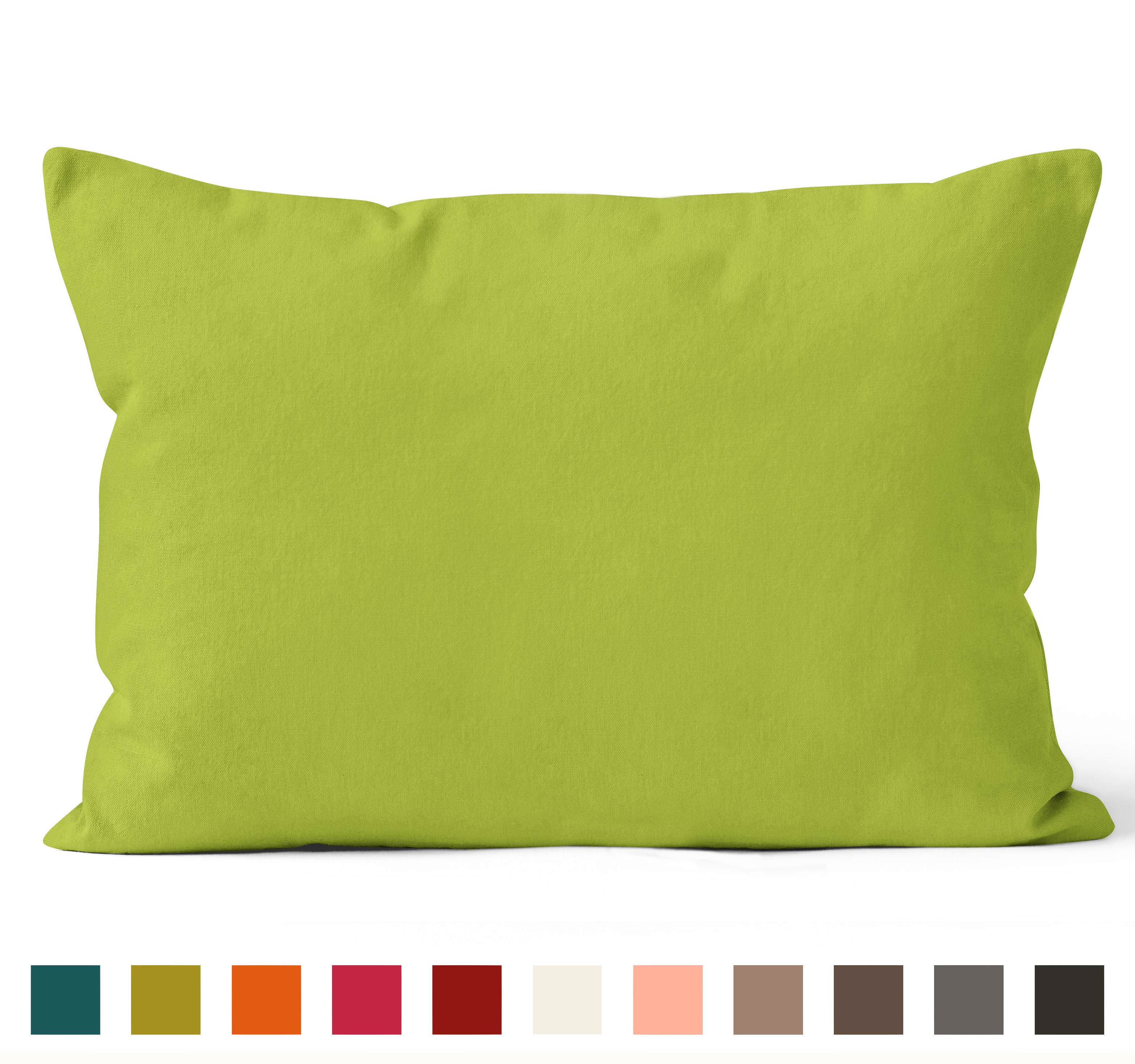 Encasa Homes Dyed Cotton Canvas Cushion Cover (Choose with or without fillers) - 30x50 cm, Lime Green