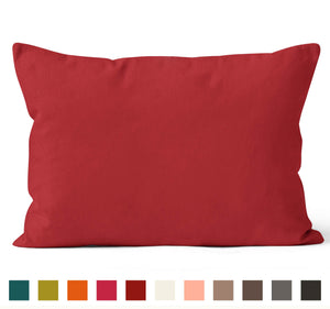 Encasa Homes Dyed Cotton Canvas Filled Cushion - 30x50 cm, Deep Red