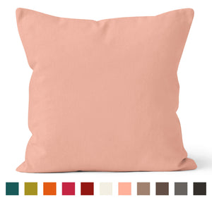 Encasa Homes Dyed Cotton Canvas Cushion Cover (Choose with or without fillers) - 60x60 cm, Powder Pink