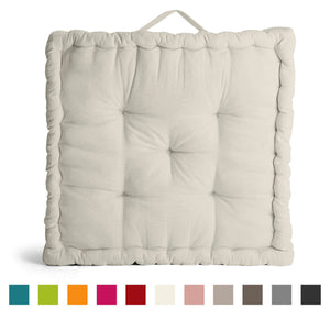 Encasa Homes Rich Cotton Canvas Floor Cushions - Choice of 11 Colours and 3 Sizes - Size 50x50x10 cm, Natural