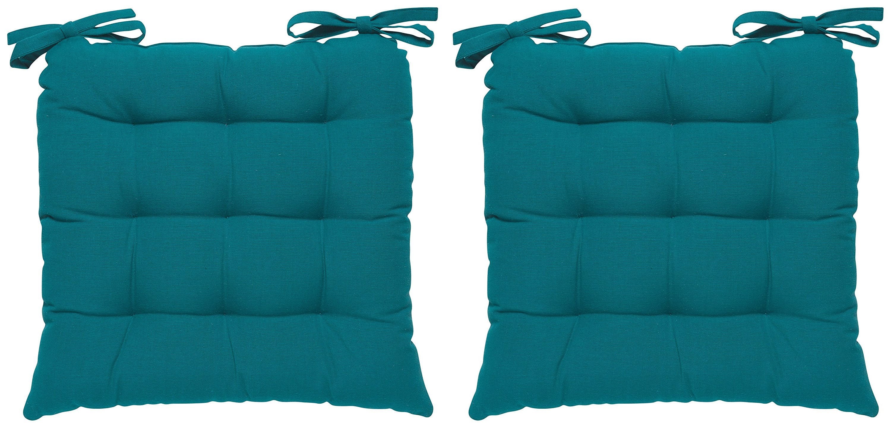 Encasa Homes Chairpad 40x40cm (2pc pack) - Dyed Cotton Canvas Filled Cushion - Azul Blue