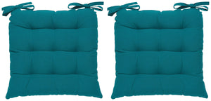 Encasa Homes Chairpad 40x40cm (2pc pack) - Dyed Cotton Canvas Filled Cushion - Azul Blue