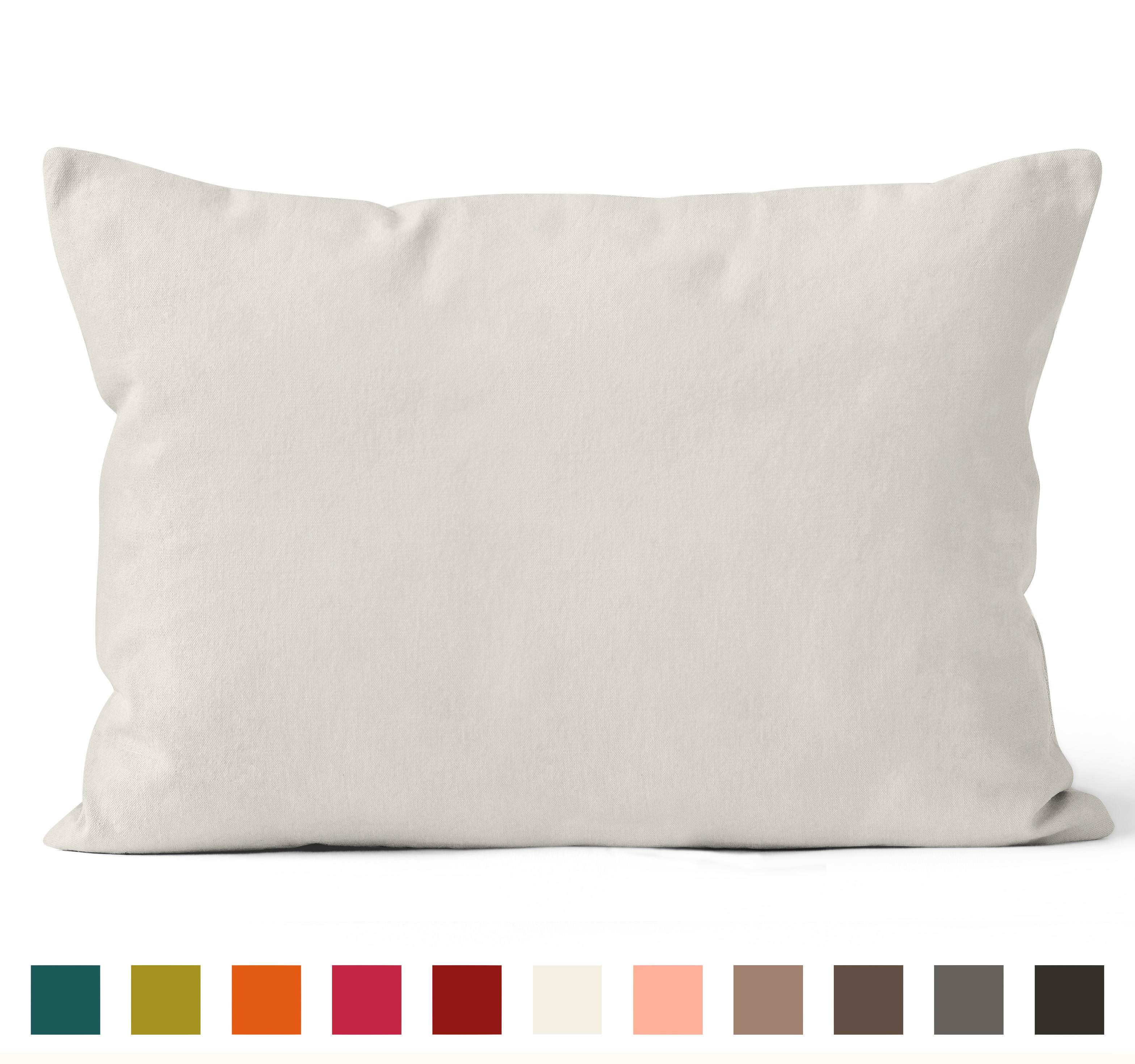 Encasa Homes Dyed Cotton Canvas Cushion Cover (Choose with or without fillers) - 30x50 cm, Natural