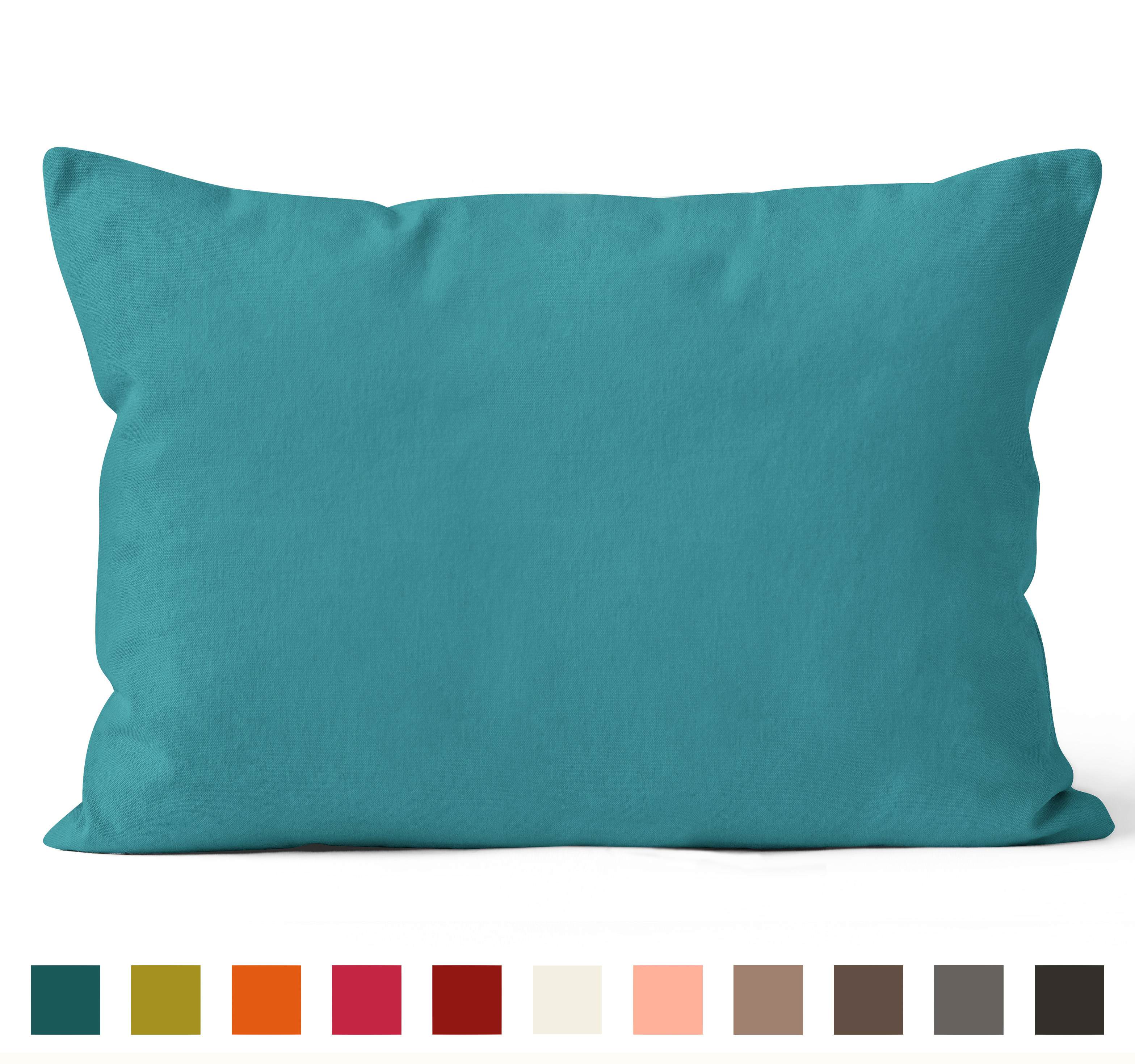 Encasa Homes Dyed Cotton Canvas Filled Cushion - 30x50 cm, Azul Blue