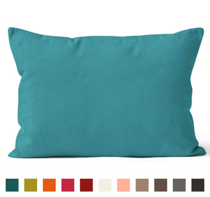 Encasa Homes Dyed Cotton Canvas Cushion Cover (Choose with or without fillers) - 30x50 cm, Azul Blue