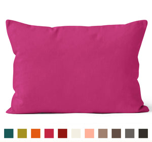 Encasa Homes Dyed Cotton Canvas Cushion Cover (Choose with or without fillers) - 30x50 cm, Fuschia Pink