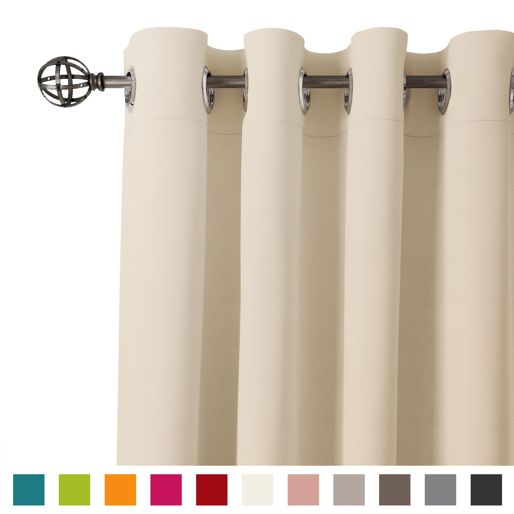 Encasa Homes 2 pc Cotton Curtain - Plain Colour Medium weight (4.5 x 7 ft, Natural)